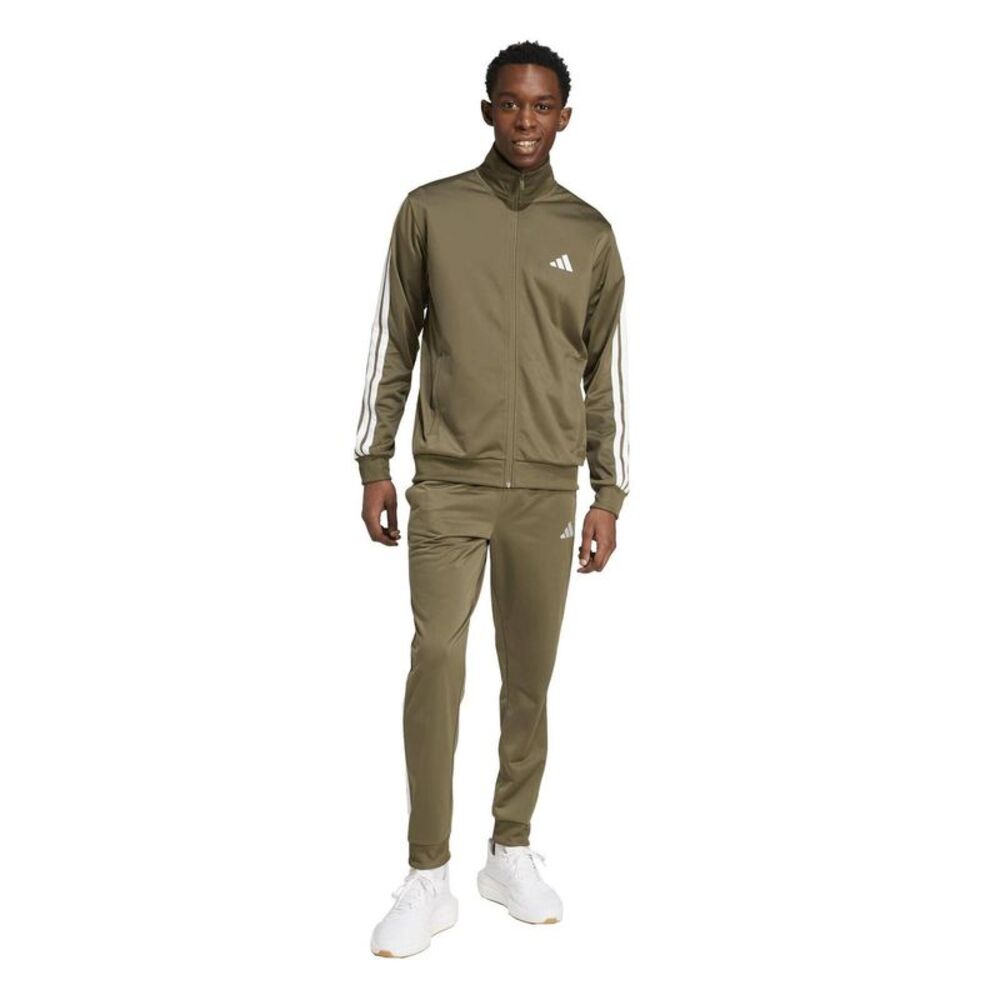 Adidas Mens 3-Stripe Colourblock Relaxed Fit Tracksuit / Olive Strata